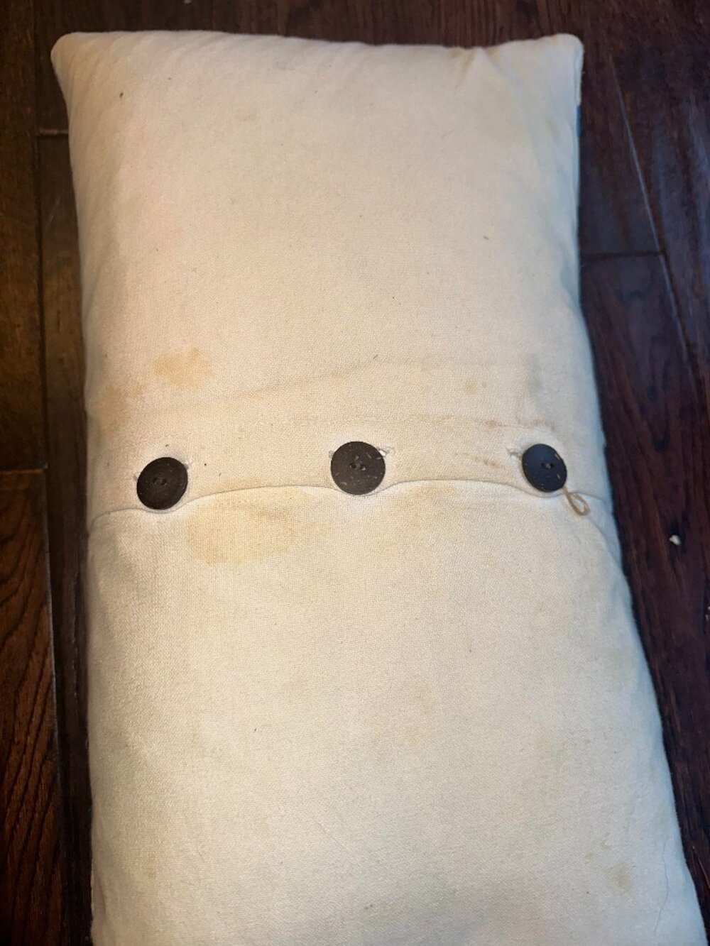 West Elm Decorative Throw Pillow Cover Neutral Cream Button Back